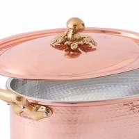 Casserole en cuivre martelé avec couvercle, revêtement multicouche, poignées en métal, qualité chef, écologique, isolée, pour cuisinière à gaz