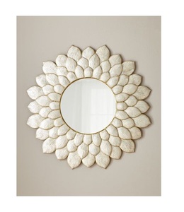 Flower Design Decorative Wall Mounted <b>Mirror</b> Classic Style Good Quality Metal <b>Frame</b> <b>Silver</b> and Gold Color Wall <b>Mirror</b> Home Decor - Product Image 1
