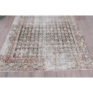 5.5x7.6 ft Turkish Rug, Vintage Rug, <b>Brown</b> Abstract <b>Wool</b> Rug - Product Image 5