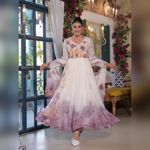 Vestido de Organza Tabby Premium Completamente Cosido con Bordado de Lentejuelas, Estilo Anarkali para Mujer, Ropa de Noche - Product Image 1