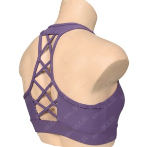Tops cortos de Yoga con diseño frontal torcido y cuello redondo para mujer, sujetador de entrenamiento de gimnasio con espalda cruzada, sujetadores deportivos de Yoga para mujer, Fitness - Product Image 3