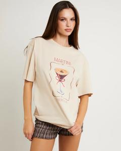 T-shirt ample pour femme, écologique, style streetwear estival, manches courtes, col rond côtelé, imprimé graphique sur le devant - Product Image 6