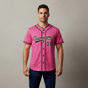 Maillot de baseball court OEM 100 % polyester imprimé, rayé bicolore, personnalisé, respirant, avec logo, grande taille, pour homme, athlétique - Product Image 4