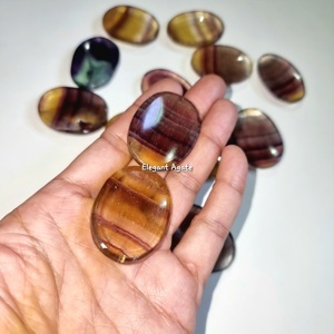 Pierre précieuse de vente chaude Multi Fluorite Worry Stone Pierre de pouces fluorite jaune polie pour l'utilisation de la méditation de guérison et d'énergie Reiki - Product Image 4