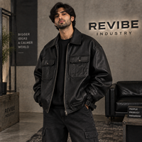 Veste d'hiver oversize noire en cuir de vache pour homme, multi-poches, véritable cuir, écologique, respirante, streetwear, fabricant OEM personnalisé