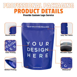 Custom 3.5 Stand up Zipper Mylar Bags and Moisture Proof Food Grade Box and Black Mylar <b>Jar</b> with Digital Printing Stickers - Product Image 3