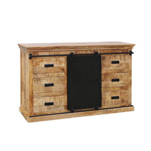Indienne industrielle et vintage Fer métal et vieux bois de manguier massif Meuble de rangement pour salon antique bon marché avec porte coulissante - Product Image 3