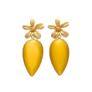 Pendientes de plata de ley 925 con forma de pera, piedra preciosa Monalisa amarilla, novedad - Product Image 1