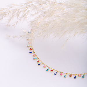 Mezcla de colores redondos y forma de pera esmalte ojo diseño coctelera collar venta al por mayor hecho a mano turco 925 joyería de plata esterlina - Product Image 4