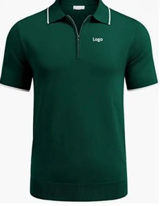 Direct de l'usine coton hommes fermeture éclair pour chemise décontracté tricot à manches courtes solide séchage rapide coupe régulière chemises - Product Image 4