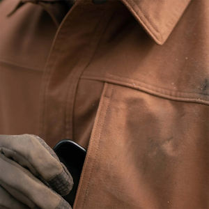 Street Wear <b>Canvas</b> <b>Jacket</b> for Men's Dark Brown Color Slim Fit Long Sleeve Breathable Windproof Quick Dry Winter Outdoor Front - Product Image 5