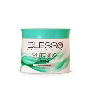 BLESSSO प्राकृतिक व्हाइटनिंग मसाज क्रीम हर्बल 500 मिलीलीटर प्राकृतिक चेहरे की त्वचा की देखभाल क्लींजिंग व्हाइटनिंग बॉडी क्रीम