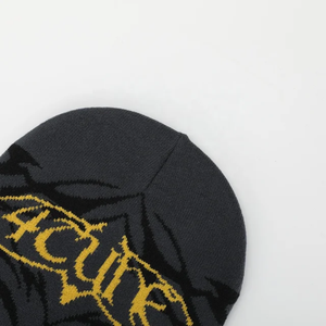 Bonnet en tricot acrylique unisexe de haute qualité Logo personnalisé Bonnet en maille mérinos jacquard avec motif imprimé pour les sports d'hiver - Product Image 3