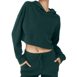 Customized Women Jogging Suit Winter Crop <b>Top</b> Pullover Sweatsuit 2 Piece Hoodie <b>Sweat</b> pant set Custom Women sets with logo 2026 - Product Image 1