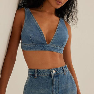 บราแฟชั่นเสื้อครอปเซ็กซี่สำหรับผู้หญิงเสื้อชั้นในผ้าเดนิม - Product Image 4