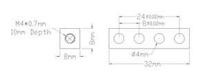 Viga Cuadrada Serie 3106 (4 Orificios, 32 mm de Longitud) Robot STEM REV WCP FTC FRC - Product Image 2