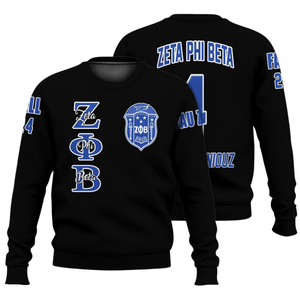 Sudadera de Cuello Redondo Bordada Azul de la Hermandad Zeta Phi Beta 1920, Superventas, para Mujer, Estilo Griego, Servicio OEM - Product Image 3