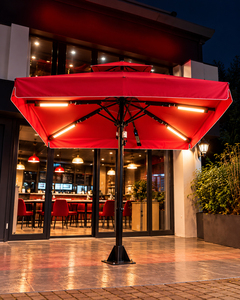 Parasol commercial d'extérieur Gold Umbrella 500*500/8 Magnum, avec mât télescopique carré en aluminium, tissu acrylique et base en marbre - Product Image 3