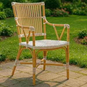 Chaise de salle à manger en rotin écologique d'extérieur avec design vintage moderne ton neutre pour hôtels et parcs résistance à tous les temps - Product Image 3