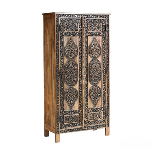 Armario de dormitorio tallado moderno adornado de madera de teca maciza hecho a mano con diseño de almacenamiento para uso en hoteles y hogares - Product Image 3