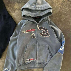 Sweat à capuche pour homme avec logo personnalisé, vêtements d'hiver, broderie délavée au soleil, molleton français délavé, respirant, poche, pull-over 100% coton - Product Image 1