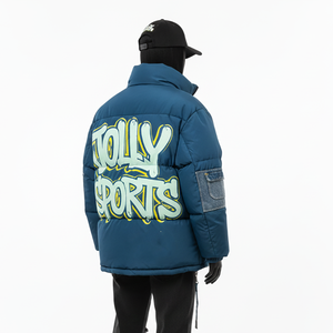 Chaqueta Acolchada de Invierno para Mujer, Tela de Poliéster de Alta Densidad, Panel de Mezclilla en Tono Azul, Logotipo Personalizado con Apliques, Chaqueta Acolchada para Mujer - Product Image 5