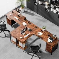 Escritorio de Computadora en Forma de L de 62 Pulgadas OEM con 2 Cajones, Mesa de Madera con Estantes de Almacenamiento Ajustables, Estación de Carga para Oficina