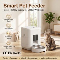 Vente directe usine Distributeur automatique de nourriture pour animaux de compagnie en acier inoxydable 2L avec écran LCD et contrôle de la portion, double alimentation, vente en gros pour chiens