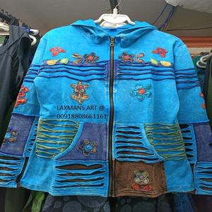 Chaquetas de invierno de algodón con sudaderas con capucha DE LA India con cremallera chaquetas de invierno de algodón teñido chaquetas nepalíes chaqueta Bohemia chaquetas Boho - Product Image 1