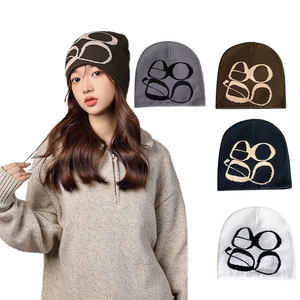 Chapeau tricoté imprimé numérique tendance transfrontalier, automne-hiver, unisexe, 100% acrylique, grande circonférence de tête 56-58 cm, chaud et décontracté - Product Image 5