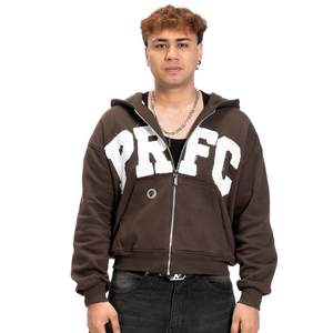 Sudadera con capucha y cremallera para hombre de algodón 100%, camisetas de lana negras lisas con cremallera - Product Image 6