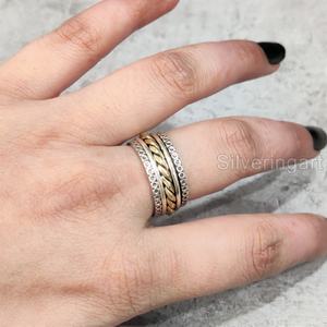 Anillo de meditación con banda giratoria, anillo de pulgar de Plata de Ley 925 para mujer, joyería hecha a mano para fiesta, alivio de la mente, anillo giratorio para hombre - Product Image 4