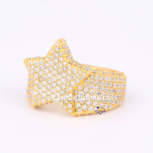 New Arrival Latest Design Hip Hop <b>Men</b> <b>Ring</b> 925 Sterling <b>Silver</b> Iced Out Round Cut Moissanite Diamond Star <b>Ring</b> - Product Image 3