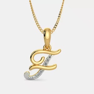 Pendentif et breloque en diamant de luxe Alphabet en or 18KT «F» Design accessoire de collier élégant - Product Image 1