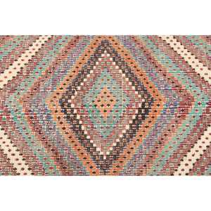 Tapis turc vintage 7,1x11,8 pi (215x360 cm), tapis rayé bleu et rouge - Product Image 3