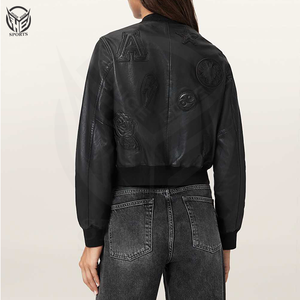 Veste d'hiver pour femme 100% cuir avec col montant et fermeture éclair sur le devant, tailles grandes disponibles, vêtements personnalisés de haute qualité - Product Image 6