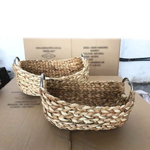 Lot de 2 paniers de rangement en jacinthe d'eau naturelle, faits à la main au Vietnam, modèle Bao Minh D1693, pour usage domestique – Vente en gros à prix réduit - Product Image 6