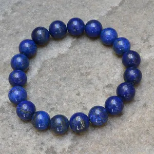 Lapis Lazuli ลูกปัดหินธรรมชาติกำไลข้อมือสีฟ้าพลังงานแร่คริสตัลดิบเครื่องประดับหรูหรา - Product Image 1