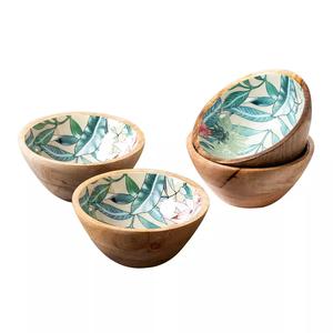 Vajilla de madera con estampado esmaltado de buen diseño, cuenco para servir alimentos seguros, cuenco para servir frutas secas de madera hecho a mano al por mayor - Product Image 5