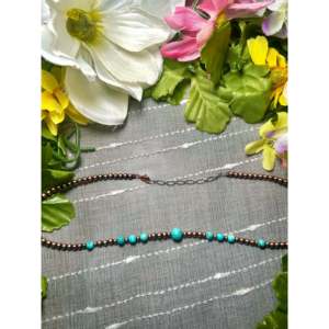 Navajo Handmade Strung Red Skin Turquoise Copper Classic Religious <b>Cross</b> Design Alloy <b>Chains</b> for Weddings Parties Made USA - Product Image 3