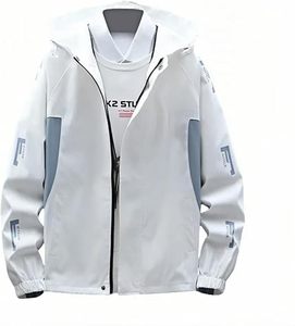 Veste en toile légère pour homme avec col montant élégant Coupe-vent polyvalent pour les voyages en plein air et la randonnée - Product Image 1