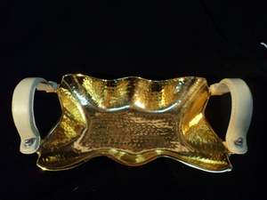 Gold Plated Hammered Shiny <b>Chip</b> <b>And</b> <b>Dip</b> <b>Bowl</b> Classical Design Leaf Shape Solid Brass Food <b>and</b> Dessert Serving <b>Bowl</b> From India - Product Image 4