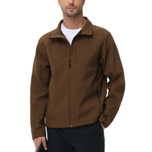 Chaqueta cortavientos impermeable de alta calidad para caballeros, chaqueta de carcasa suave reflectante con cuello levantado ligero de Color marrón - Product Image 4