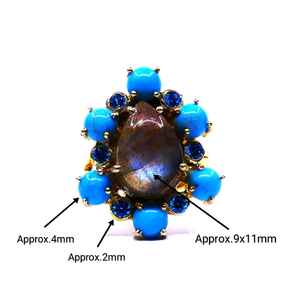 925 Sterling Silver Classic Style Ring Gold Plated with Kyanite Turquoise Labradorite <b>Stones</b> - Product Image 6