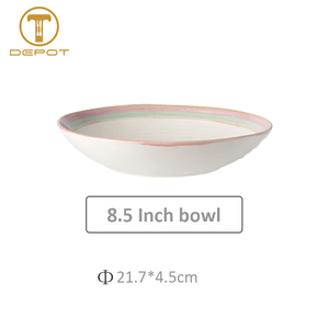 ชามเซรามิกทรงตื้นขนาด 7/8.5 นิ้ว ขอบไล่เฉดสี ขนาด 18-21.7 ซม. สำหรับร้านอาหารไทยและเอเชีย - Product Image 3