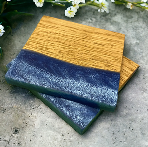 แผ่นรองแก้วไม้และเรซินพร้อมขาตั้งแผ่นรองแก้วสีต่างๆสุดพิเศษสำหรับเครื่องดื่มชากาแฟ - Product Image 2