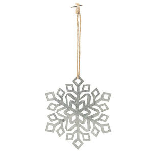 Pendentif d'ornement de flocon de neige de Noël en argent brillant de haute qualité décoration suspendue en alliage de Zinc - Product Image 1