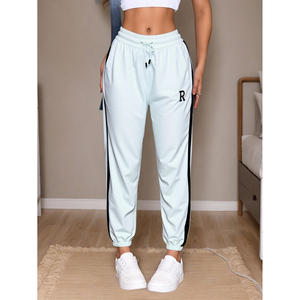 Pantaloni sportivi comodi Casual da donna con strisce laterali da jogging atletico per palestra o abbigliamento da ginnastica per uso domestico - Product Image 1