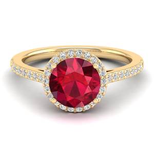 Anneaux de fiançailles halo en argent sterling 925 avec moissanite, prix de gros REYES, nouveau design, coupe ronde, pierre précieuse rubis 2 carats, pour femmes - Product Image 6