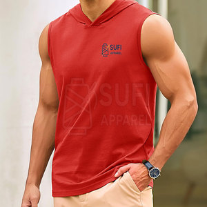 Pull-over solide pour homme, sans manches, à capuche, qualité supérieure, nouveau design, polyester/coton, automne pour homme - Product Image 4